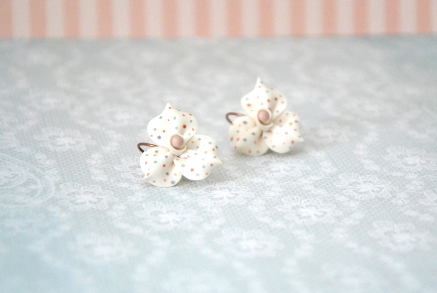 Pink flower earring