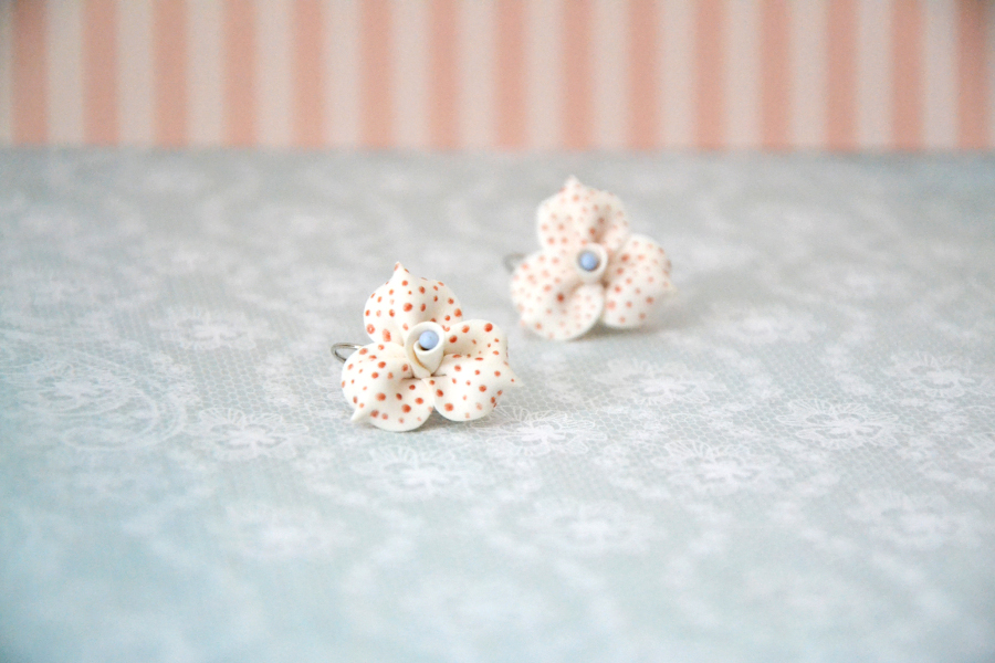 Polymer Clay Stud Earrings for Girls - Coral Flowers | pikart.si