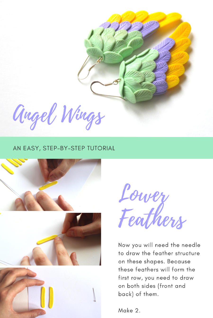 Angel Wings | Polymer Clay Earrings Step by Step Tutorial