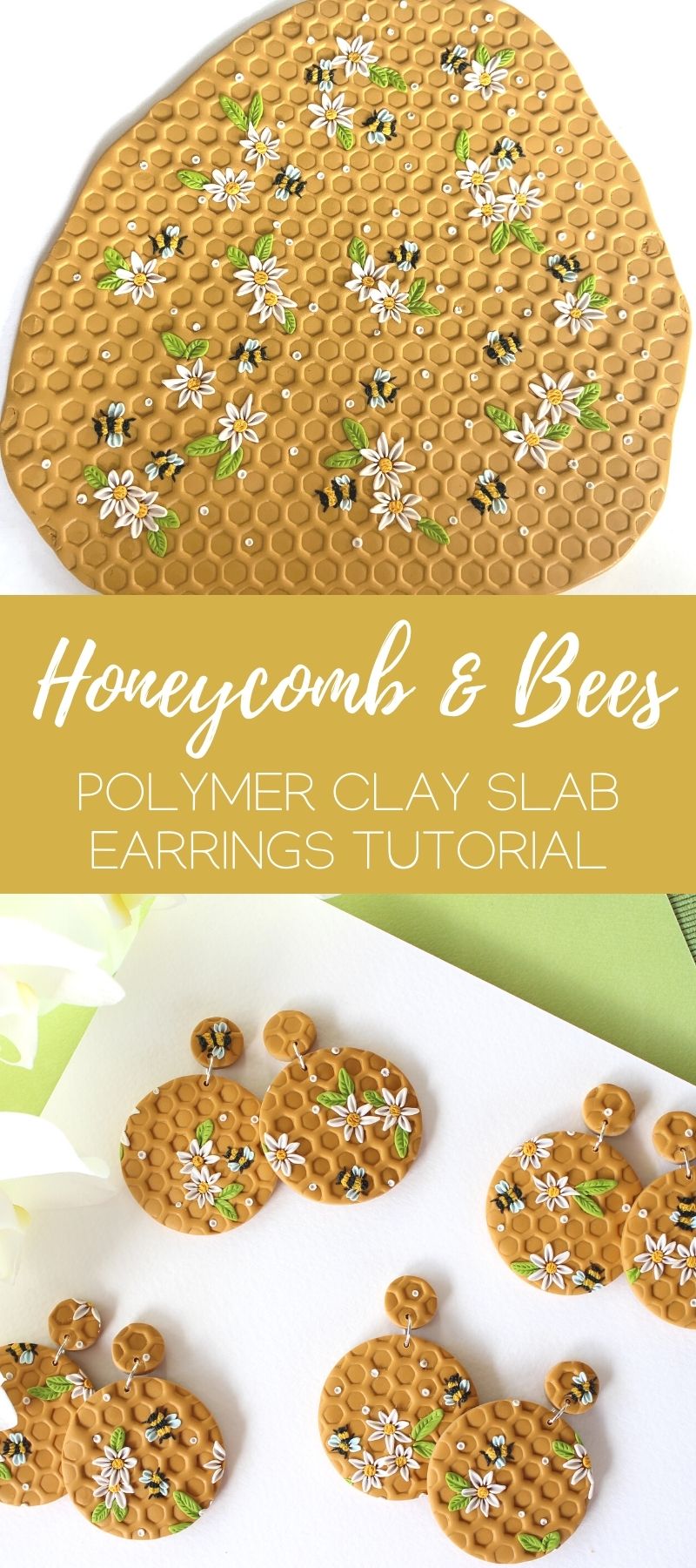 Bee polymer clay deals earrings