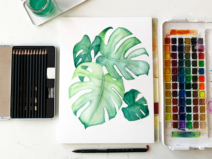 VIDEO Monstera Deliciosa Watercolor Tutorial My Vian